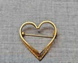 Vintage Open Gold Tone Heart Pin Pinback Brooch, 1.125&#39;&#39; Length - $6.64