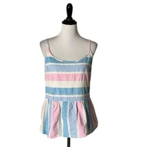 Southern Tide Women&#39;s Peplum Top Pink Blue Striped Nadya Sleeveless Size... - £15.81 GBP