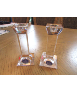 Royal Doulton Crystal Glass Pair of Taper Candlestick Holders Austria Si... - $626.48 MXN