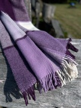 Purple Lilac Checked Wool Throw Blanket Plaid - 100% New Zealand Wool (55"x80") - $90.00+