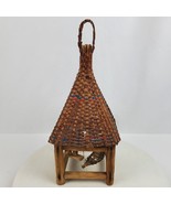 Vintage 1990s Venezuela ART Wicker Basket Hut Display 14.5 Inch Tall - $33.66