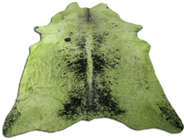 Green Cowhide Rug: 7.3&#39; X 7&#39; Green/Black Salt &amp; Pepper Cowhide Skin Rug P-078 - £233.89 GBP