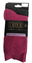 Luxe Cashmere Blend Wool 2 Pair Ladies Socks Diamond Pattern Pink Cable Gray - £18.52 GBP