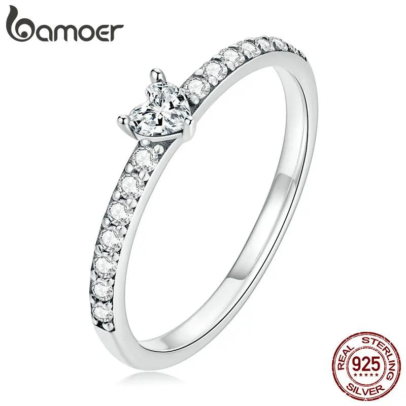 Real 925 Sterling Silver Pav Setting Shiny CZ Heart Ring for Women Fine Jewelry  - $24.70