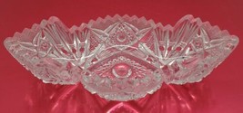 Vtg Nucut Signed Cut Glass Sawtooth Edge Oval Nappy Candy Dish Beads Sta... - $239.29 MXN