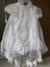 Vtg Christening Baptism Dress, Size 2 USA white Ruffles Lots Of Embellishments! - $49.49