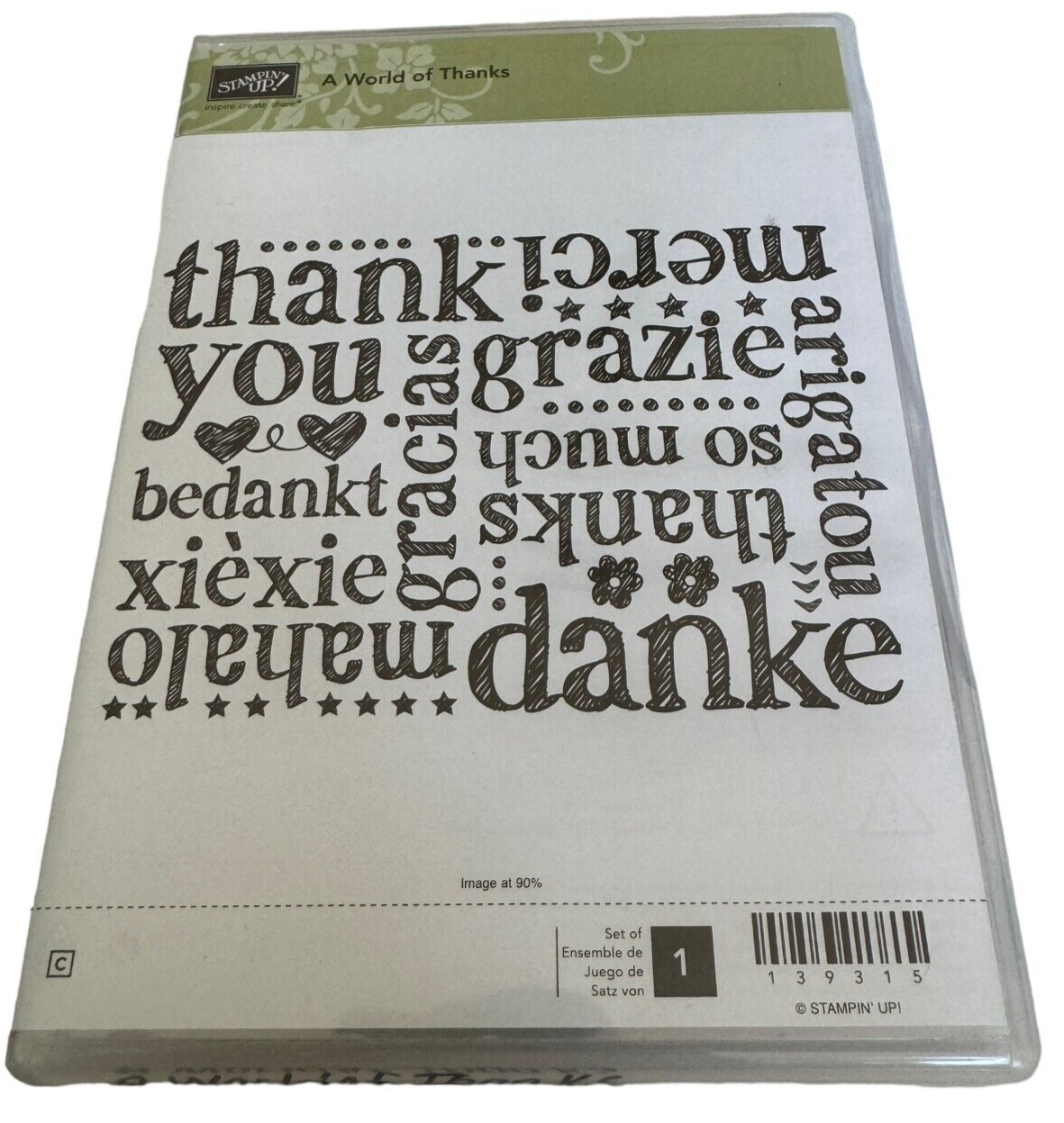 Stampin Up Cling Stamp A World of Thanks Thank You in Foreign Languages Mahalo - $5.99
