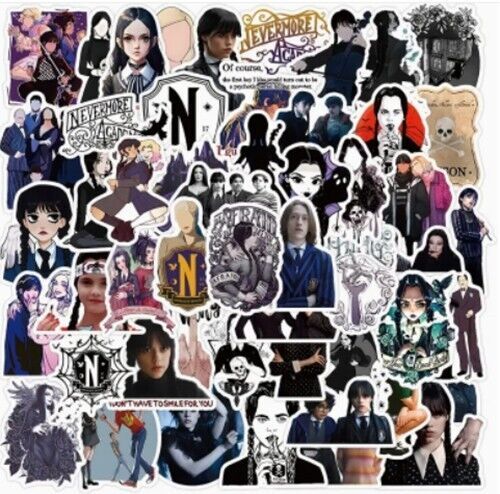Lot of Ten (10) Wednesday Addams Nevermore Stickers Laptop Notebook Skat... - $2.38