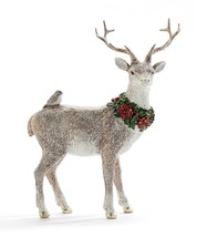 Majestic Reindeer Figurine 9.5" High Resin Festive Gold Christmas Glitter Finish