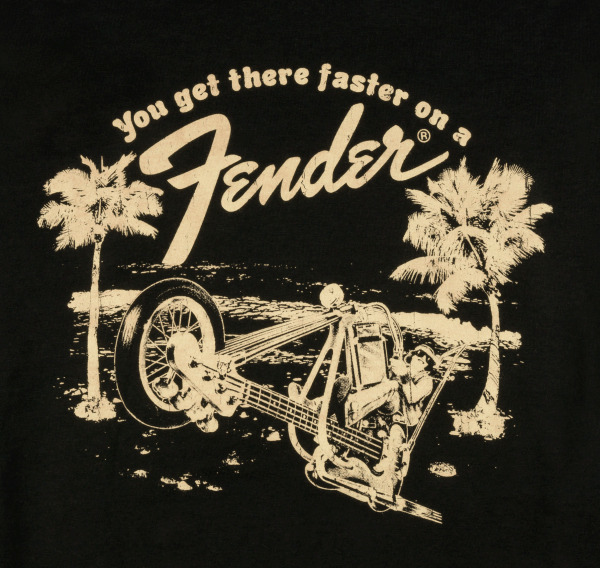 Genuine Fender You Get There Faster on a Fender Black T-shirt - Med. #9190124406