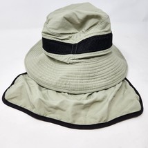 Juniper Sun Hat with Neck Flap Size XL Beige Tan Black Mesh Bucket Hat J7211 - £9.32 GBP