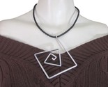 Modernist 925 Kevin Oliver Chunky Geometric Sterling Silver Necklace Pen... - £55.22 GBP
