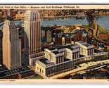 Aerial View Post Office Gulf Building Pittsburgh PA UNP Linen Postcard W1 - $4.49