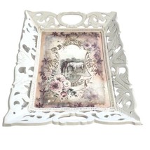 Decorative White Tray Wall Hanging Horses Floral Decoupage Floral Aged 1... - $49.63