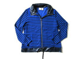 Chico&#39;s Zenergy Knit Collection Stripe Mix Jacket in Deep Navy Sweater 0 / 4 - £13.20 GBP
