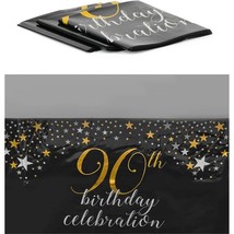 Black Plastic Tablecloth For 90Th Birthday Party (54 X 108 In 3 Pack) - £17.56 GBP