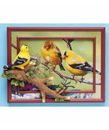 3-D Bird Sculpture Wooden Framed Wall Art Colorful Foliage - €29,27 EUR