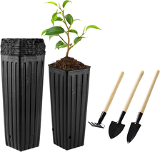 Hzloyat 20 Pcs Plastic Deep Nursery Pots,9.8&quot; Tall Tree Pots,Tall Nursery Tree P - £16.64 GBP
