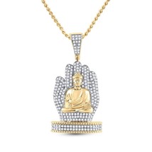 Diamond Buddha Praying Hands Pendant 10k Yellow Gold 1-3/4ctw - £1,241.69 GBP