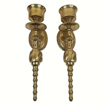 Vintage Brass Wall Sconces Candle Holders Upper Deck Single Arm 11&quot; Set ... - $34.64