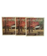 Ceramic Tile Drink Coasters -Set Of 3- Great Smoky Mountains Cabin In Fa... - £7.39 GBP