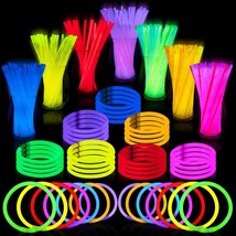 144 Pcs Glow Sticks Bulk 8&quot; Bracelets Necklaces Glow in the Dark Neon Easter Foo - £15.58 GBP