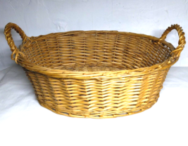 Oval Straw Rattan Basket w/ End Handles - 10&quot;x12&quot;x4&quot; - FAST SHIP! - £13.27 GBP