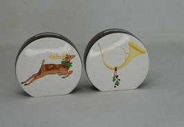 Porcelain Holiday Salt And Pepper Shakers Reindeer And Christmas Goose - $13.95