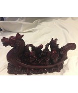 Vintage Chinese Large Red Resin Dragon Boat Statue Figurine Good Fortune - £19,462.31 GBP