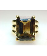HUGE SMOKY TOPAZ RING in Gold Vermeil - Size 8 1/4 - GORGEOUS - FREE SHI... - £179.44 GBP