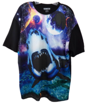 Chemistry Men’s XL Pullover TShirt Colorful Shark Space Planets Mesh Pol... - $15.79
