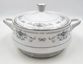 Wade Diane Fine China Covered Footed Vegetable Serving Bowl 7 3/4&quot; Silve... - £30.36 GBP