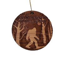 Not All Who Wander Are Lost Winter Sasquatch - Cedar Ornament - £15.47 GBP