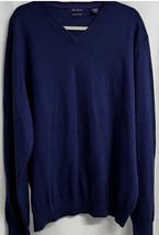 Alan Flusser Pullover V-Neck Sweater XXL  Cotton Silk Cashmere Blue NWT - $35.00