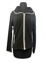 Nomadic Traders Size Small Black Full Zip Fleece Jacket White Trim - £14.70 GBP