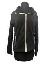 Nomadic Traders Size Small Black Full Zip Fleece Jacket White Trim - £14.25 GBP