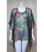 Cocoon House Sheer 100% Silk Pointed Top Blouse Kimono Size S/M Floral B... - $49.49