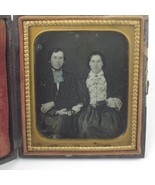 Daguerreotype 1/6 Plate Young Man &amp; Woman Couple Tinted with Union Case ... - £241.27 GBP