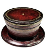 Maitland Smith Leather Covered Hat Box Vtg Gold Embossed Tone Imprint To... - $9,519.56 MXN