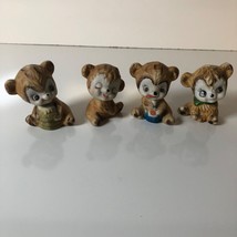 Vintage Pottery 2 in Porcelain Honey Bear Cub Curio Cuties Figurine 4 Piece Set - $19.59