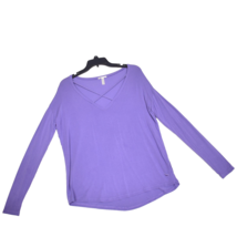 Pink Victoria&#39;s Secret Purple Soft Criss Cross Neck Long Sleeve T-Shirt XS - £12.08 GBP