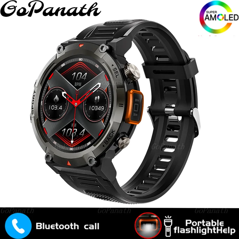New Outdoor Smartwatch For Men With Flashlight Multi-Sport Fitness Blood... - $71.01