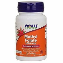 NOW Supplements, Methyl Folate 1,000 mcg, Metabolically Active Folate*, Co-En... - £15.15 GBP