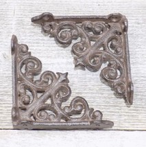 2 Antique Style Shelf Brace Wall Bracket Cast Iron Brackets Small Fleur De Lis - £11.98 GBP