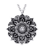 Controse Beautiful Crystal Center Mandala Serenity Steel Pendant Necklace CN173 - $24.00