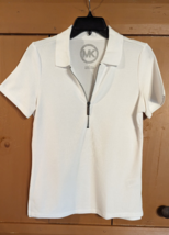 Michael Kors Womens White 1/4 Zip Front Polo Shirt Golf Top Size Small EUC - $19.34