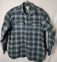LL Bean Men XL-Reg Button Down Green Long Sleeve Cotton Flannel Shirt  - $29.52