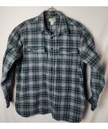 LL Bean Men XL-Reg Button Down Green Long Sleeve Cotton Flannel Shirt  - £45.96 GBP