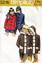 Boys &amp; Girls CAR COAT Vintage 1972 Simplicity Pattern 5216 Size 12 - £8.95 GBP