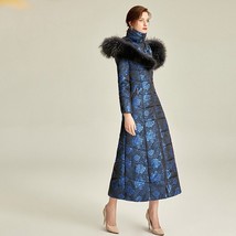 England Style Women Winter Hooded Coat Zipper Long Sleeve Jacquard Parkas Space  - £265.86 GBP